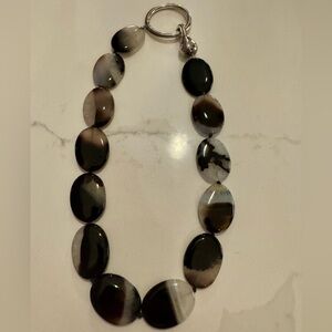 Simon Sebbag Banded Agate Necklace with Prominent Ring Clasp